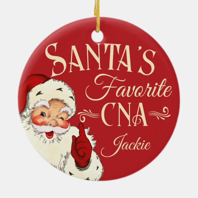 Santa's Favorite CNA Christmas Ornament (Back)