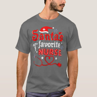 Santa's Favorite CNA Nurse Lover Santa Hat Candy c T-Shirt