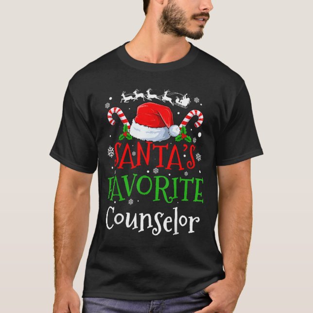 Santa's Favorite Counselor Christmas Party  T-Shirt (Front)