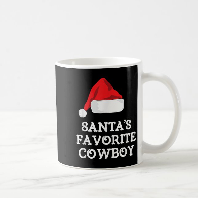 Santa's Favorite Cowboy Christmas Hat Funny Xmas  Coffee Mug (Right)
