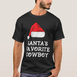 Santa's Favorite Cowboy Christmas Hat Funny Xmas  T-Shirt