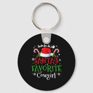 Santa's Favorite Cowgirl Christmas Party  Key Ring