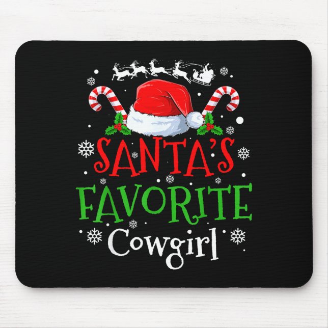 Santa's Favorite Cowgirl Christmas Party  Mouse Mat (Front)