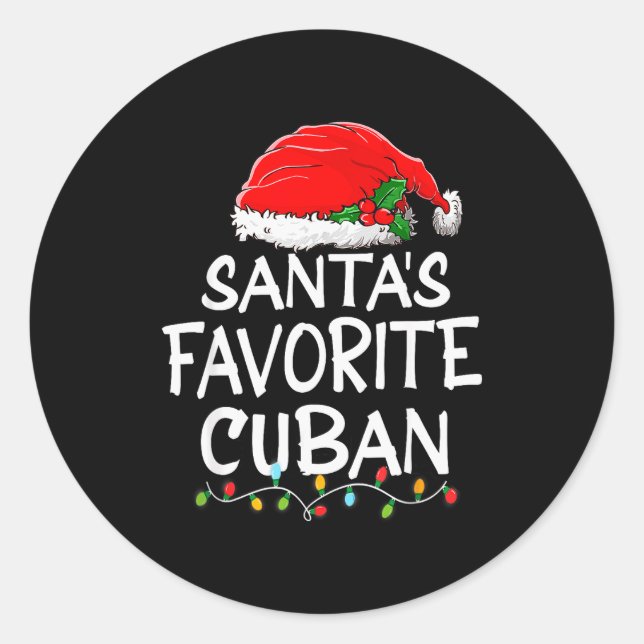 Santa's Favorite Cuban Christmas Santa Claus Tree  Classic Round Sticker (Front)
