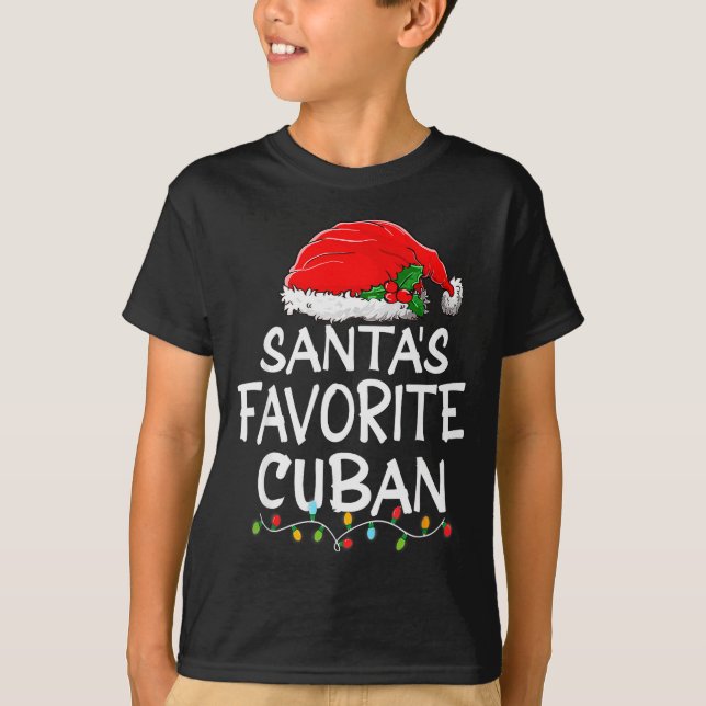 Santa's Favorite Cuban Christmas Santa Claus Tree  T-Shirt (Front)