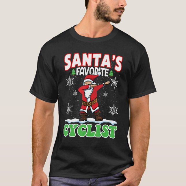 Santa's Favorite Cyclist   Dabbing Santa X mas Paj T-Shirt (Front)