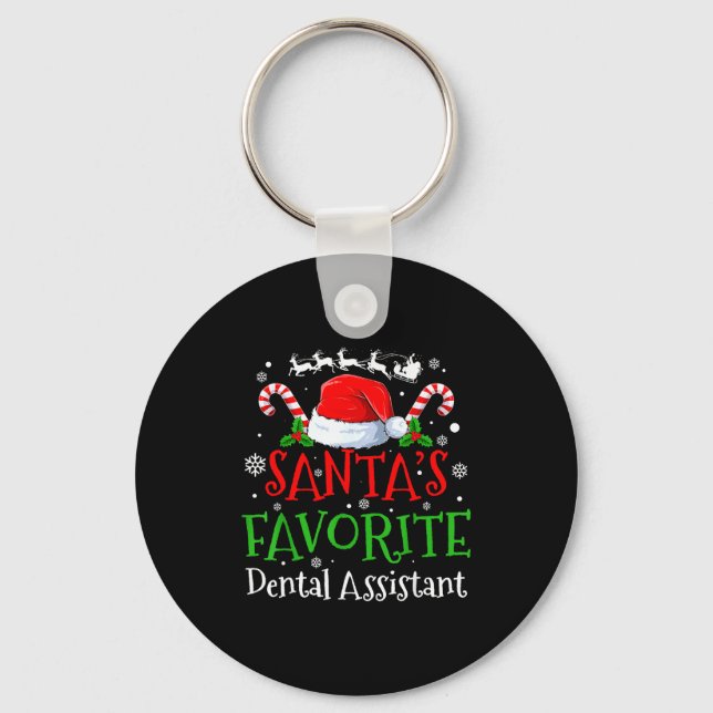 Santa's Favorite Dental Istant Christmas Party  Key Ring (Front)