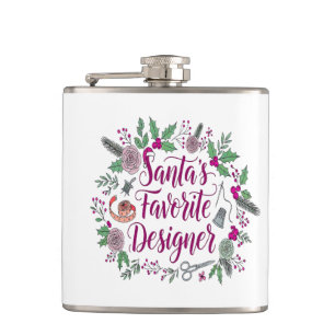 Santa's favorite designer Christmas sewing gift id Hip Flask