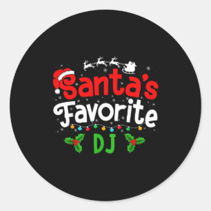 Santa's Favorite Dj Christmas Party Classic Round Sticker