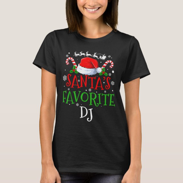 Santa's Favorite Dj Christmas Party  T-Shirt (Front)