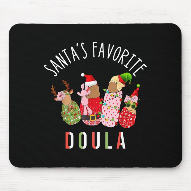 Santa's Favorite Doula Nurse Christmas Stpartum Mi Mouse Mat (Front)
