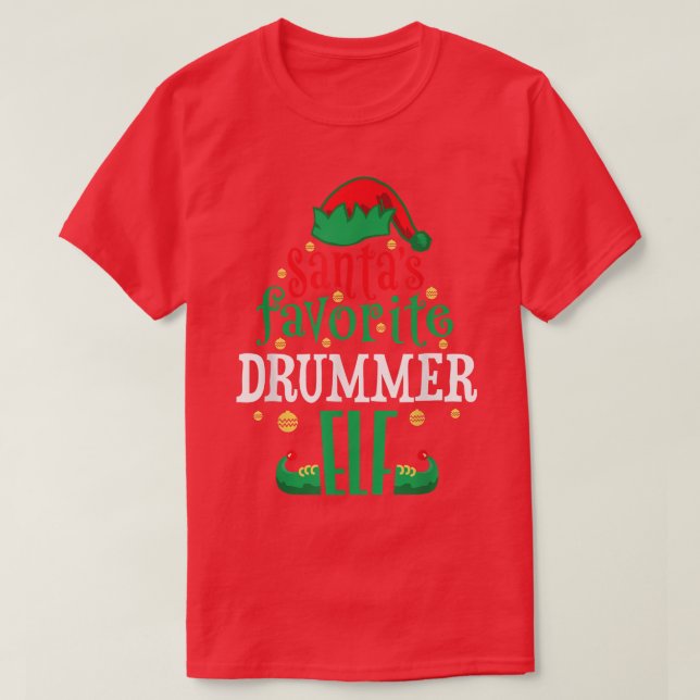 Santas Favorite Drummer Elf Drums Christmas Matchi T-Shirt (Design Front)