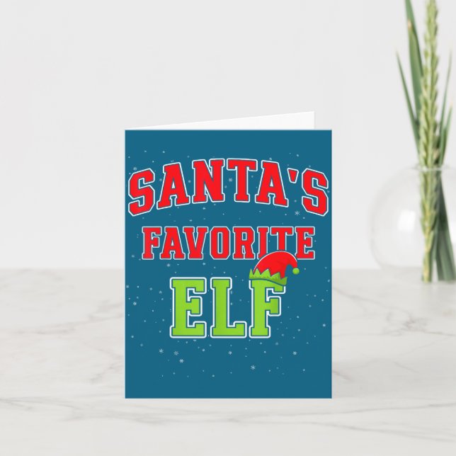 Santa's Favorite Elf Christmas Family Matching Gro Card (Front)