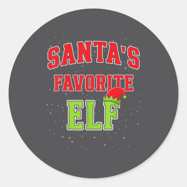 Santa's Favorite Elf Christmas Family Matching Gro Classic Round Sticker (Front)
