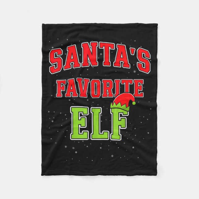 Santa's Favorite Elf Christmas Family Matching Gro Fleece Blanket (Front)