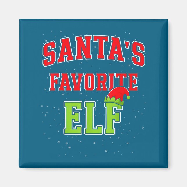 Santa's Favorite Elf Christmas Family Matching Gro Magnet (Front)