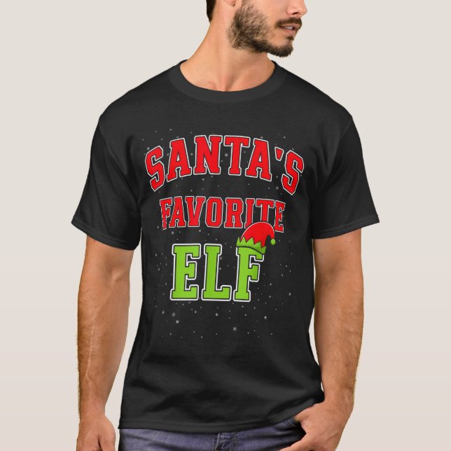 Santa's Favorite Elf Christmas Family Matching Gro T-Shirt (Front)