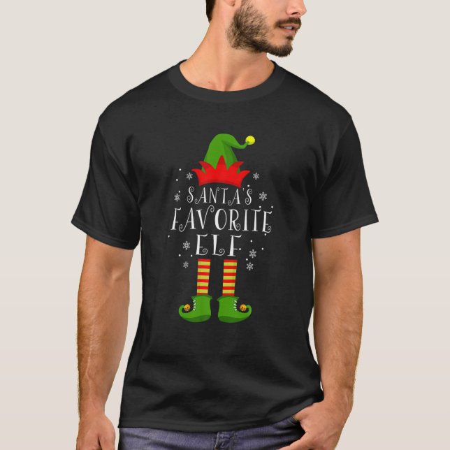 Santa's Favorite Elf Family Matching Christmas Gro T-Shirt (Front)