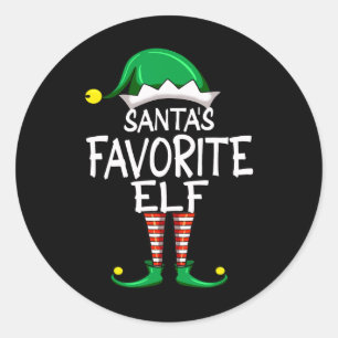 Santa's Favorite Elf Fun Christmas Pajama Santa Cl Classic Round Sticker
