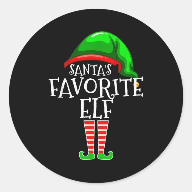 Santa's Favorite Elf Group Matching Family Christm Classic Round Sticker (Front)