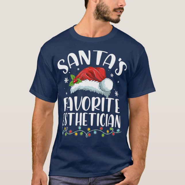 Santas Favorite Esthetician Christmas Santa Hat T-Shirt (Front)