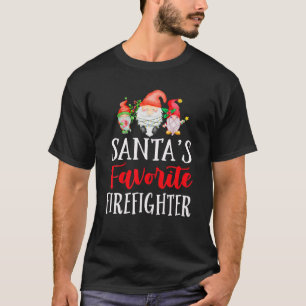 Santa's Favorite Firefighter Christmas Funny Gnome T-Shirt