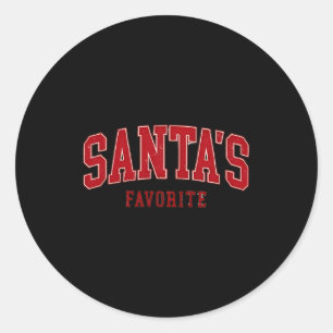 Santas Favorite Funny Cute Kids Christmas  Classic Round Sticker