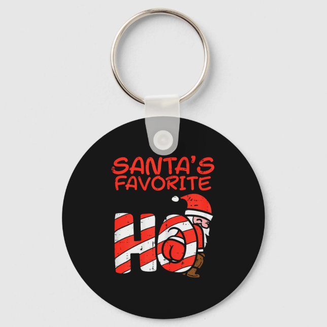 Santas Favorite Funny Naughty Adult Christmas Xmas Key Ring (Front)