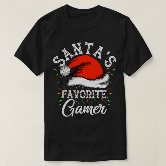 Santa's Favorite Gamer Funny Christmas Gift For Ga T-Shirt (Design Front)