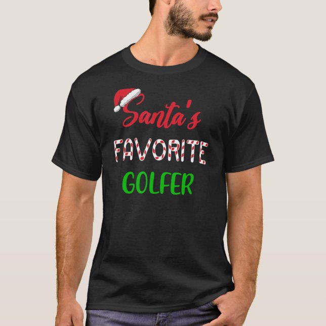 Santas Favorite Golfer   Funny Golf Christmas T-Shirt (Front)