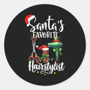Santa's Favorite Hair Stylist Christmas Hairdresse Classic Round Sticker