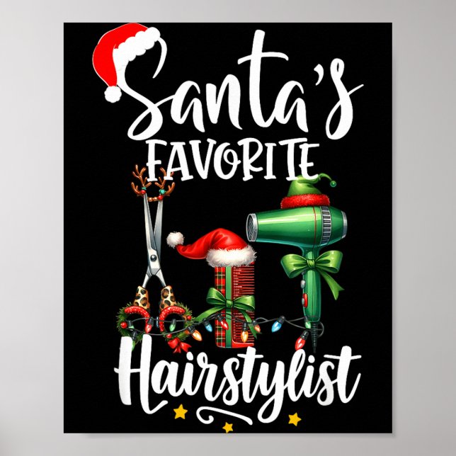 Santa's Favorite Hair Stylist Christmas Hairdresse Poster (Front)