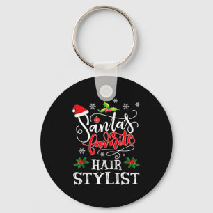 Santa's Favorite Hair Stylist Santa Hat Christmas  Key Ring