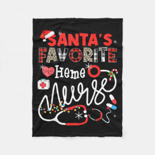 Santa's Favorite Heme Nurse Christmas Lights Leopa Fleece Blanket
