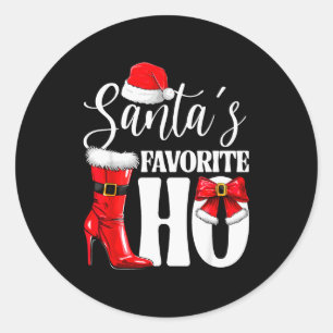 Santa's Favorite Ho Christmas Lights Merry Christm Classic Round Sticker