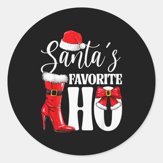 Santa's Favorite Ho Christmas Lights Merry Christm Classic Round Sticker (Front)