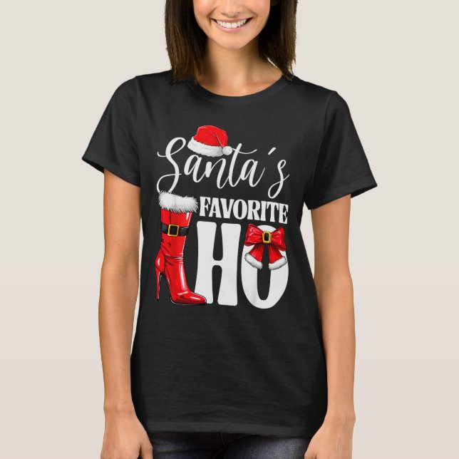 Santa's Favorite Ho Christmas Lights Merry Christm T-Shirt (Front)