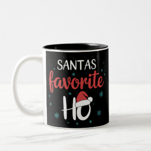 Santa's Favorite Ho Christmas Matching Holiday Two-Tone Coffee Mug