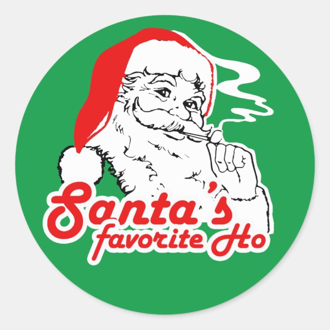 SANTA'S FAVORITE HO CLASSIC ROUND STICKER (Front)