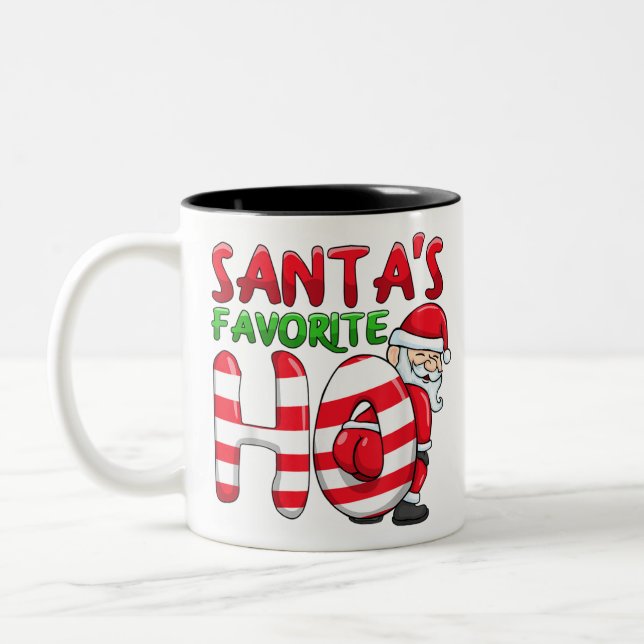Santas favorite ho santa favourite ho girls christ Two-Tone coffee mug (Left)