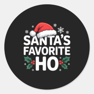 Santa's Favorite Ho Tee Funny Christmas Graphic  Classic Round Sticker