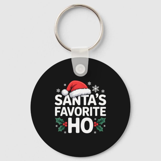 Santa's Favorite Ho Tee Funny Christmas Graphic  Key Ring (Front)