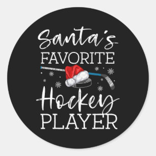 Santa's Favorite Hockey Player Funny Pajama Christ Classic Round Sticker