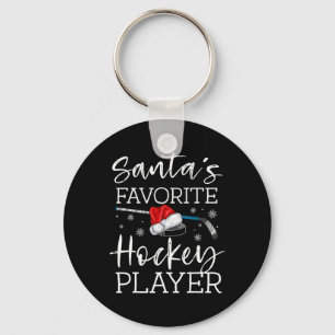 Santa's Favorite Hockey Player Funny Pajama Christ Key Ring