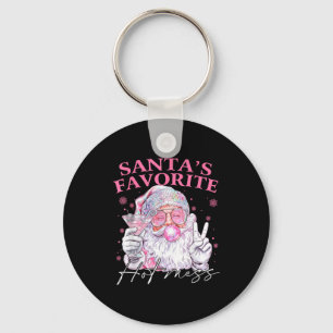 Santa's Favorite Hot Mess Funny Christmas Key Ring