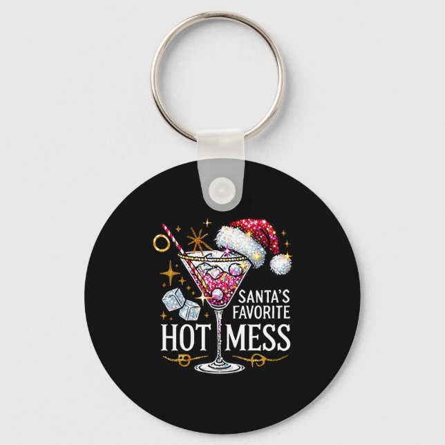 Santa's Favorite Hot Mess Long Sleeve  Key Ring (Front)