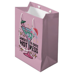 Santa's Favorite Hot Mess Vintage Ugly Christmas  Medium Gift Bag
