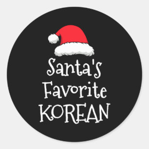 Santas Favorite Korean Christmas Funny Xmas Pajama Classic Round Sticker