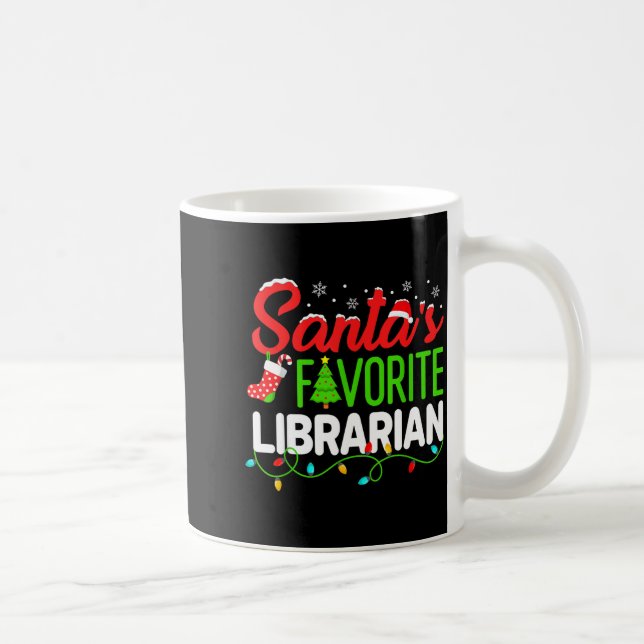 Santa's Favorite Librarian Christmas Library Book  Coffee Mug (Right)