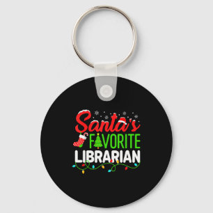 Santa's Favorite Librarian Christmas Library Book Key Ring